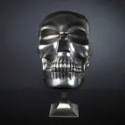 Schedelvormig standbeeld in zilver keramiek Made in Italy - Skull Viadurini