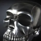 Schedelvormig standbeeld in zilver keramiek Made in Italy - Skull Viadurini