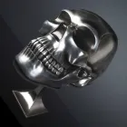 Schedelvormig standbeeld in zilver keramiek Made in Italy - Skull Viadurini