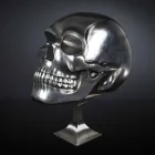 Schedelvormig standbeeld in zilver keramiek Made in Italy - Skull Viadurini