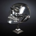 Schedelvormig standbeeld in zilver keramiek Made in Italy - Skull