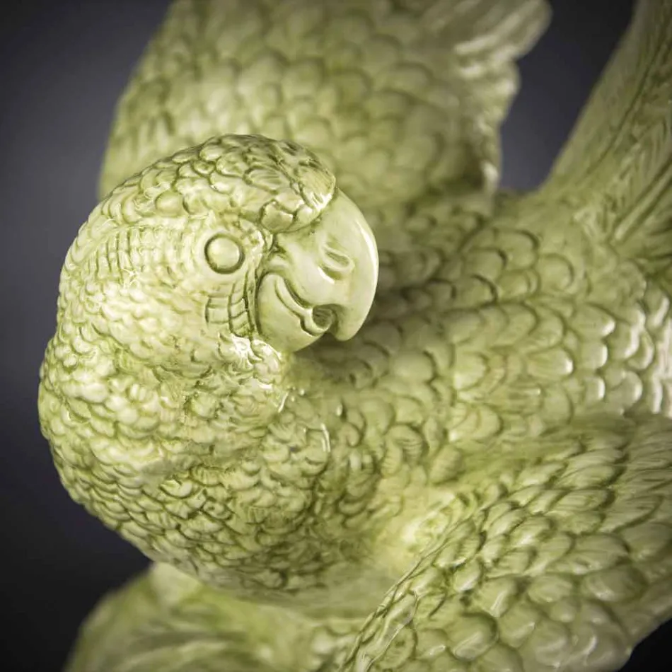 Papegaaivormig keramisch beeldje handgemaakt in Italië - Pagallo Viadurini