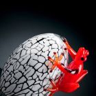 Echt gekleurd eivormig beeldje met kikker gemaakt in Italië - Huevo Viadurini