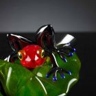 Decoratief beeldje in de vorm van een kikker op glazen blad Made in Italy - Leaf Viadurini