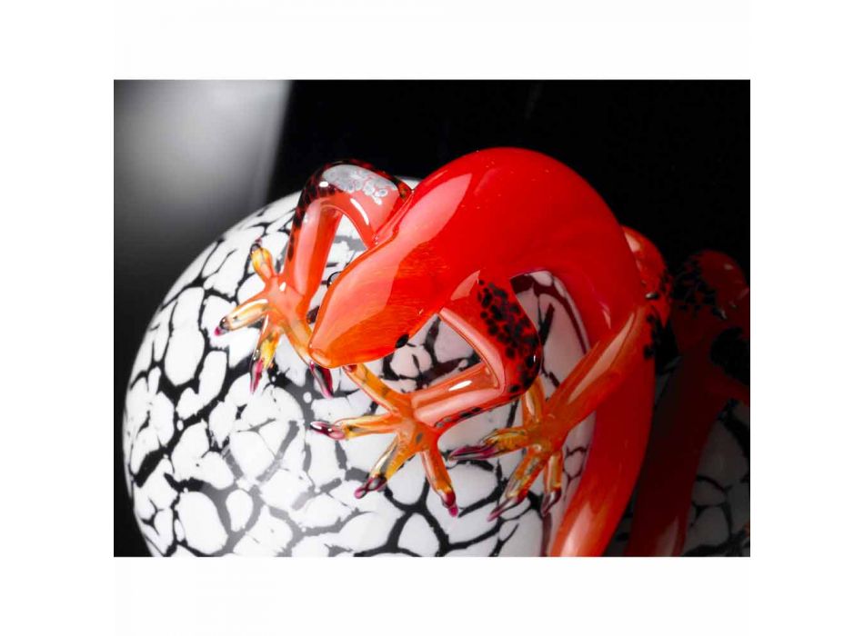 Decoratief eivormig glazen beeldje met gekko Made in Italy - Huevo Viadurini