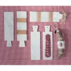 Wit Carrara marmer en hout gemaakt in Italië Design snijplank - Evea Viadurini