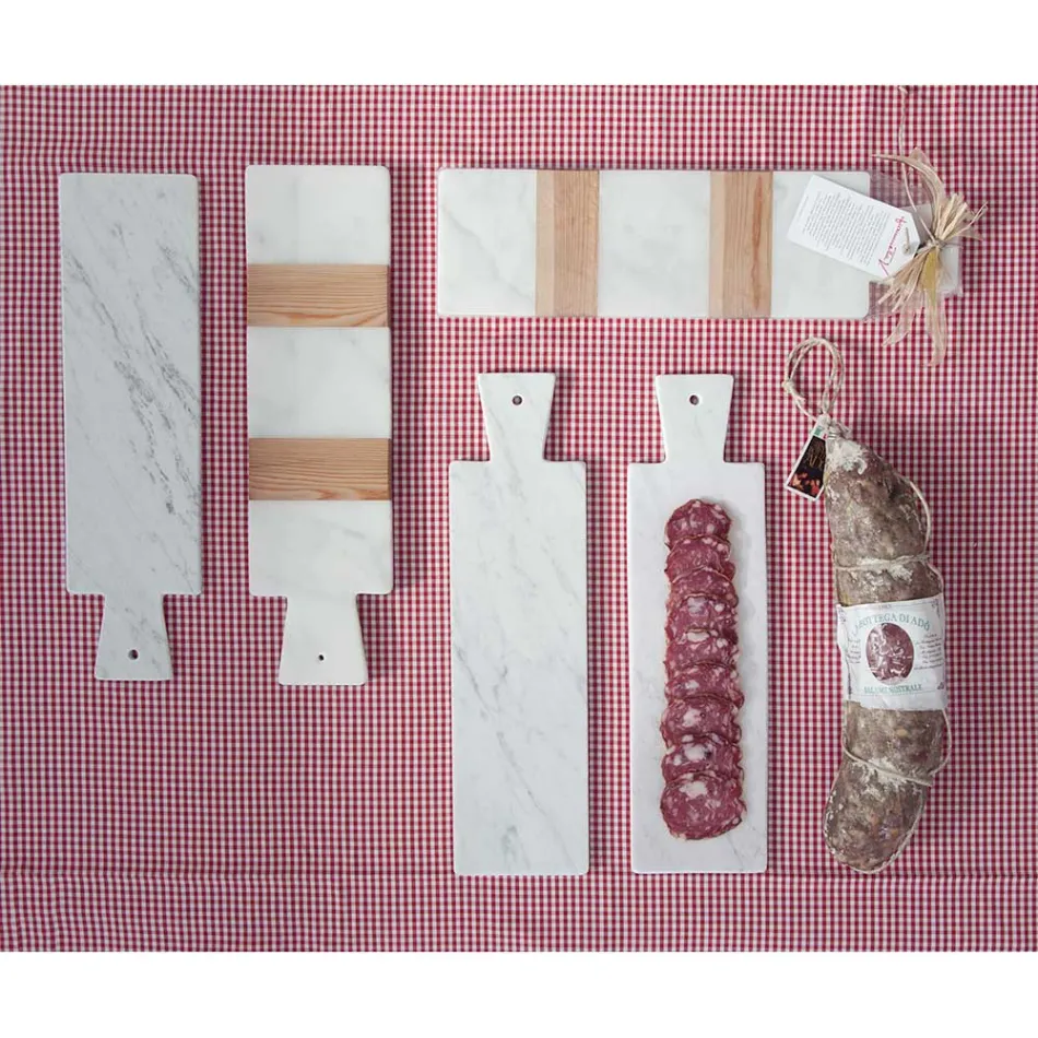 Wit Carrara marmer en hout gemaakt in Italië Design snijplank - Evea Viadurini