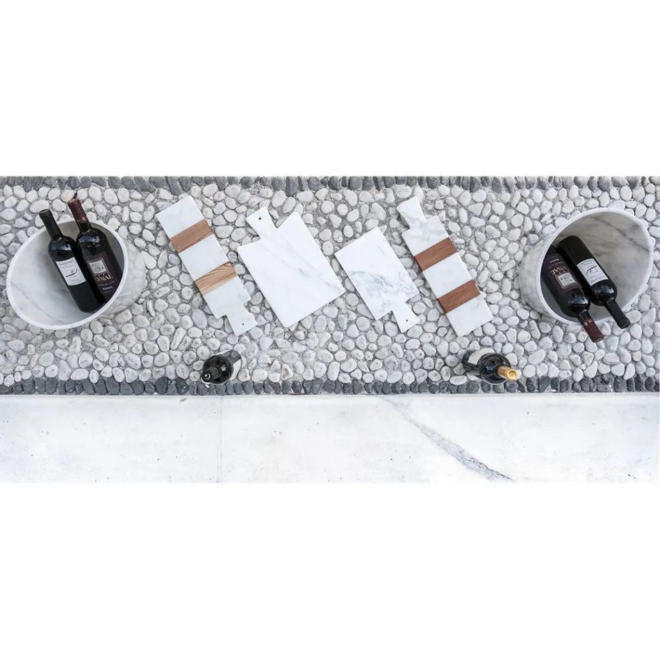 Wit Carrara marmer en hout gemaakt in Italië Design snijplank - Evea Viadurini