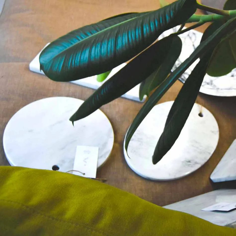 Ronde snijplank van wit Carrara-marmer, gemaakt in Italië - Masha Viadurini