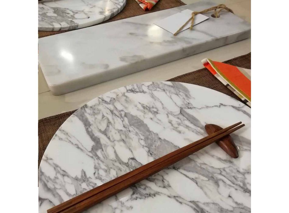 Rechthoekige snijplank in wit Carrara-marmer Made in Italy - Masha Viadurini