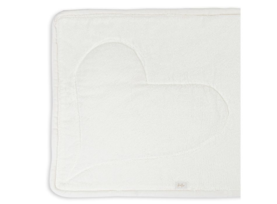 Badmat van natuurlijk wit katoen met hartdecoratie - Sullivan Viadurini