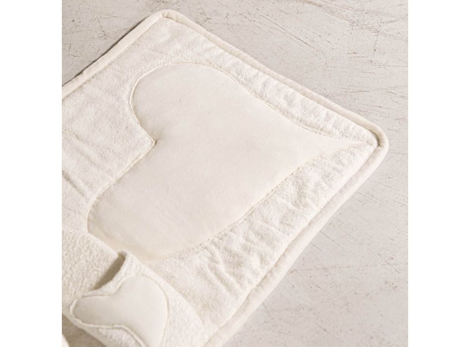 Badmat van natuurlijk wit katoen met hartdecoratie - Sullivan Viadurini
