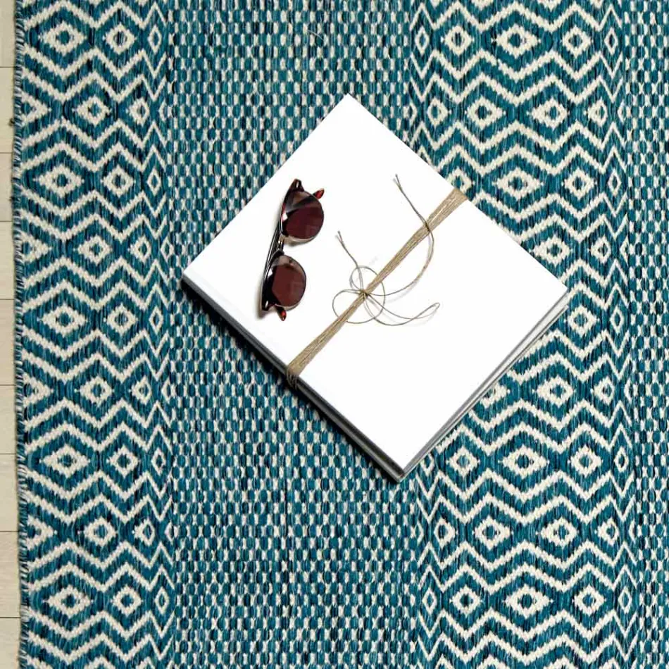 Modern design woonkamertapijt in handgemaakte wol en katoen - Minera Viadurini