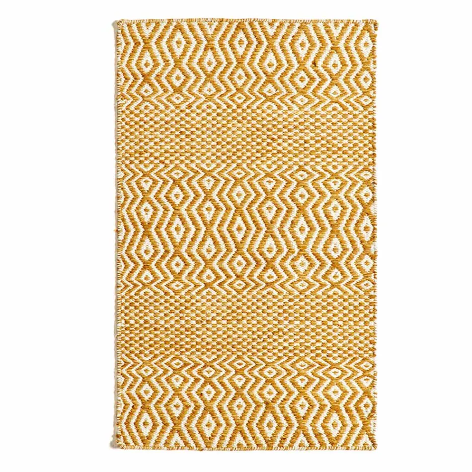 Modern design woonkamertapijt in handgemaakte wol en katoen - Minera Viadurini