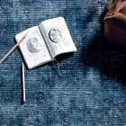 Woonkamertapijt van katoen, viscose en wol Geproduceerd op een handmatig weefgetouw - Melita Viadurini