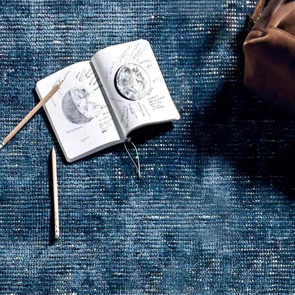 Woonkamertapijt van katoen, viscose en wol Geproduceerd op een handmatig weefgetouw - Melita Viadurini