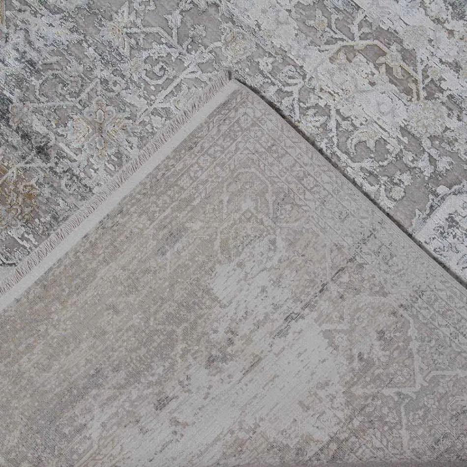 Designtapijt in Viscose en Acryl Grijs Beige met Design - President Viadurini