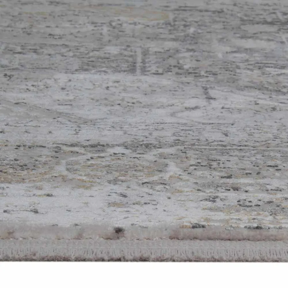 Designtapijt in Viscose en Acryl Grijs Beige met Design - President Viadurini