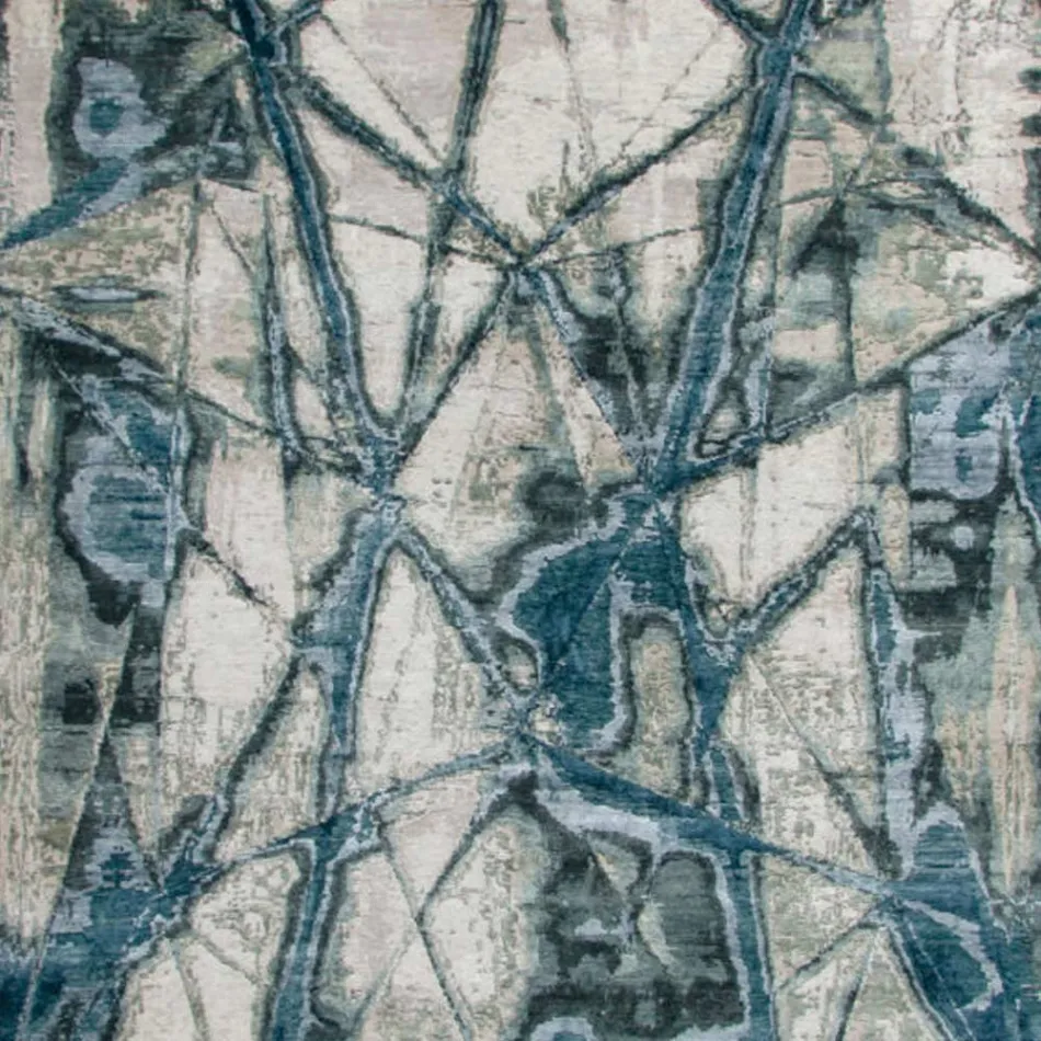 Modern design woonkamertapijt met patroon in bamboezijde en wol - Laptos Viadurini