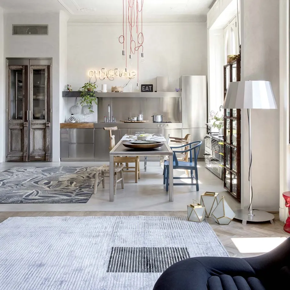 Handgemaakt modulair gekleurd viscosekleed geweven in India - Gilberto Viadurini