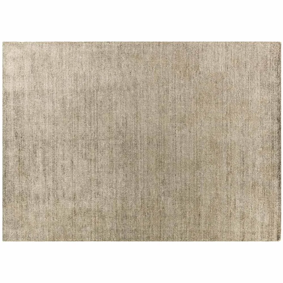 Handgemaakt vloerkleed geweven in India, hoogwaardige wol en bamboezijde - Anella Viadurini