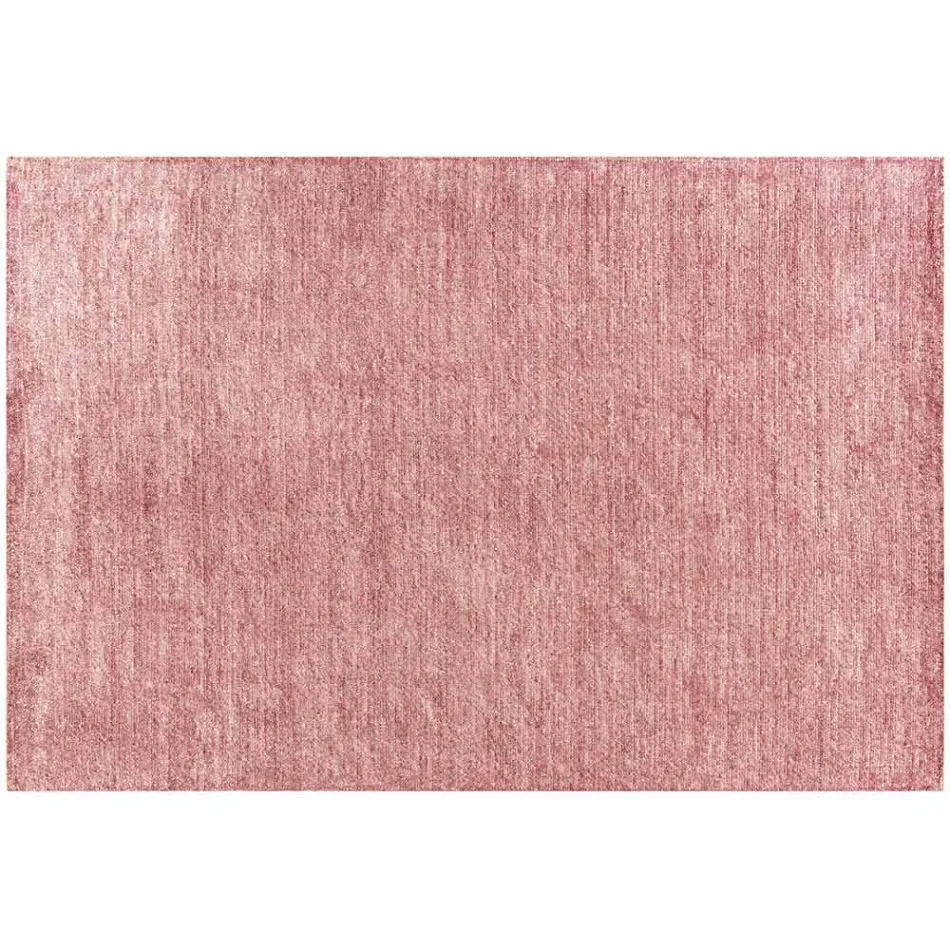 Handgemaakt vloerkleed geweven in India, hoogwaardige wol en bamboezijde - Anella Viadurini