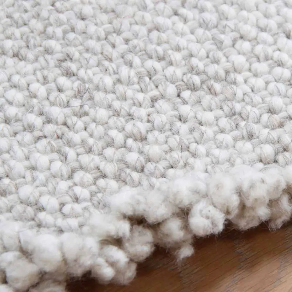 Groot en modern design wollen vloerkleed zwart of crème - Jacqueline Viadurini