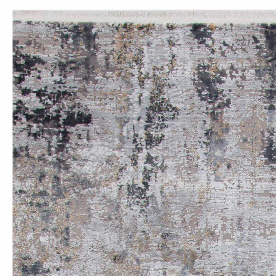 Grijs-beige antislipdeken in viscose en acryl met design - president Viadurini