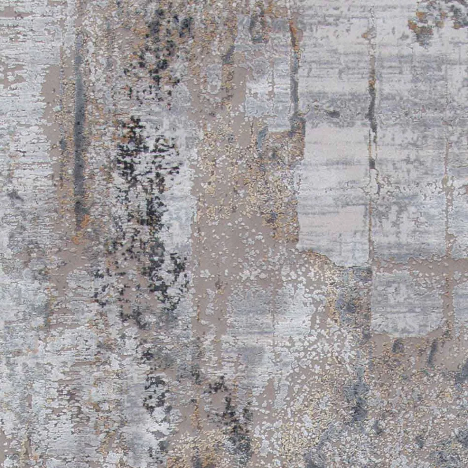 Grijs-beige antislipdeken in viscose en acryl met design - president Viadurini