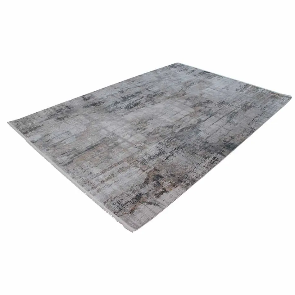 Grijs-beige antislipdeken in viscose en acryl met design - president Viadurini