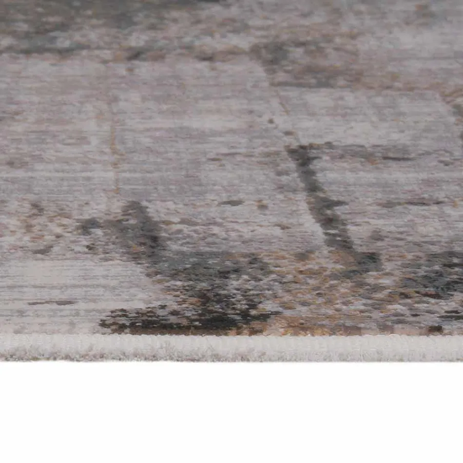 Grijs-beige antislipdeken in viscose en acryl met design - president Viadurini