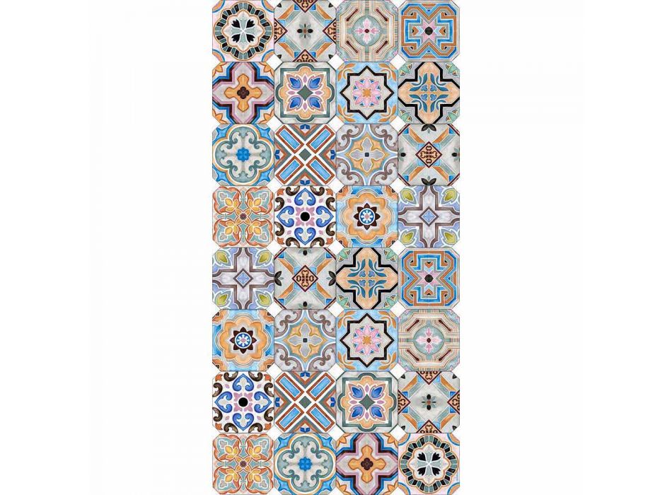 Modern tapijt met gekleurde majolica in vinyl voor de woonkamer - Calor Viadurini