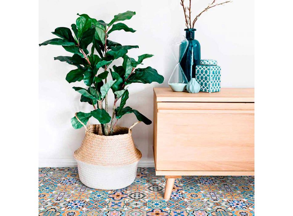 Modern tapijt met gekleurde majolica in vinyl voor de woonkamer - Calor Viadurini