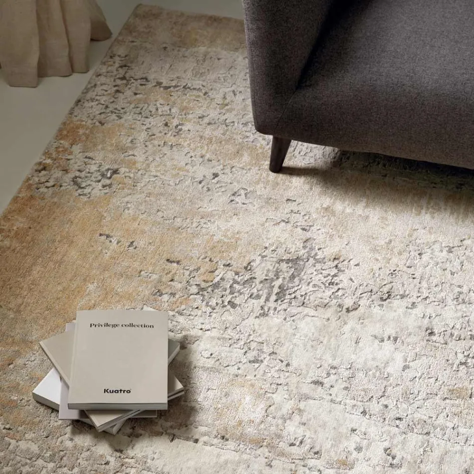 Modern elegant design woonkamertapijt in bamboezijde en wol - Pasha Viadurini