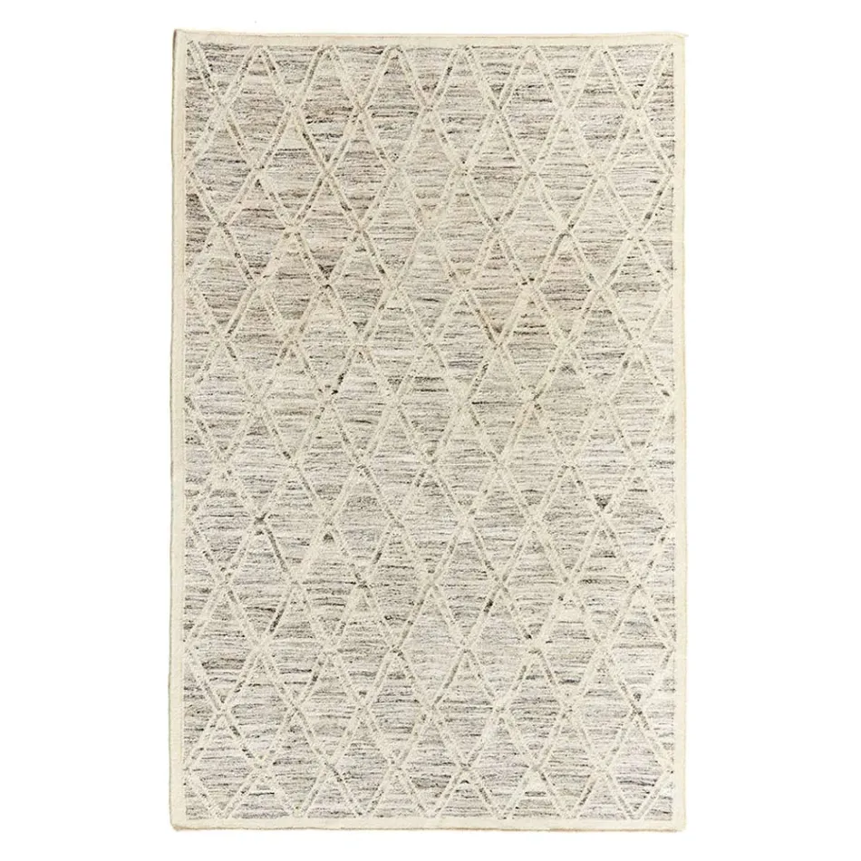 Modern tapijt in wol en katoen ivoor met fantasie voor woonkamer - Peppo Viadurini