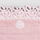 Badkamertapijt van katoen en linnen spons met Poema-kant 2 kleuren - Cuorotto Viadurini