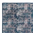 Rechthoekig blauw kelim-katoenen tapijt met gekleurd patchwork - vezels Viadurini