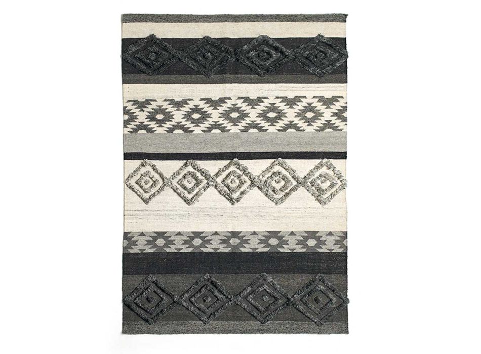 Rechthoekig tapijt van wol, katoen en viscose voor moderne woonkamer - Zorro Viadurini