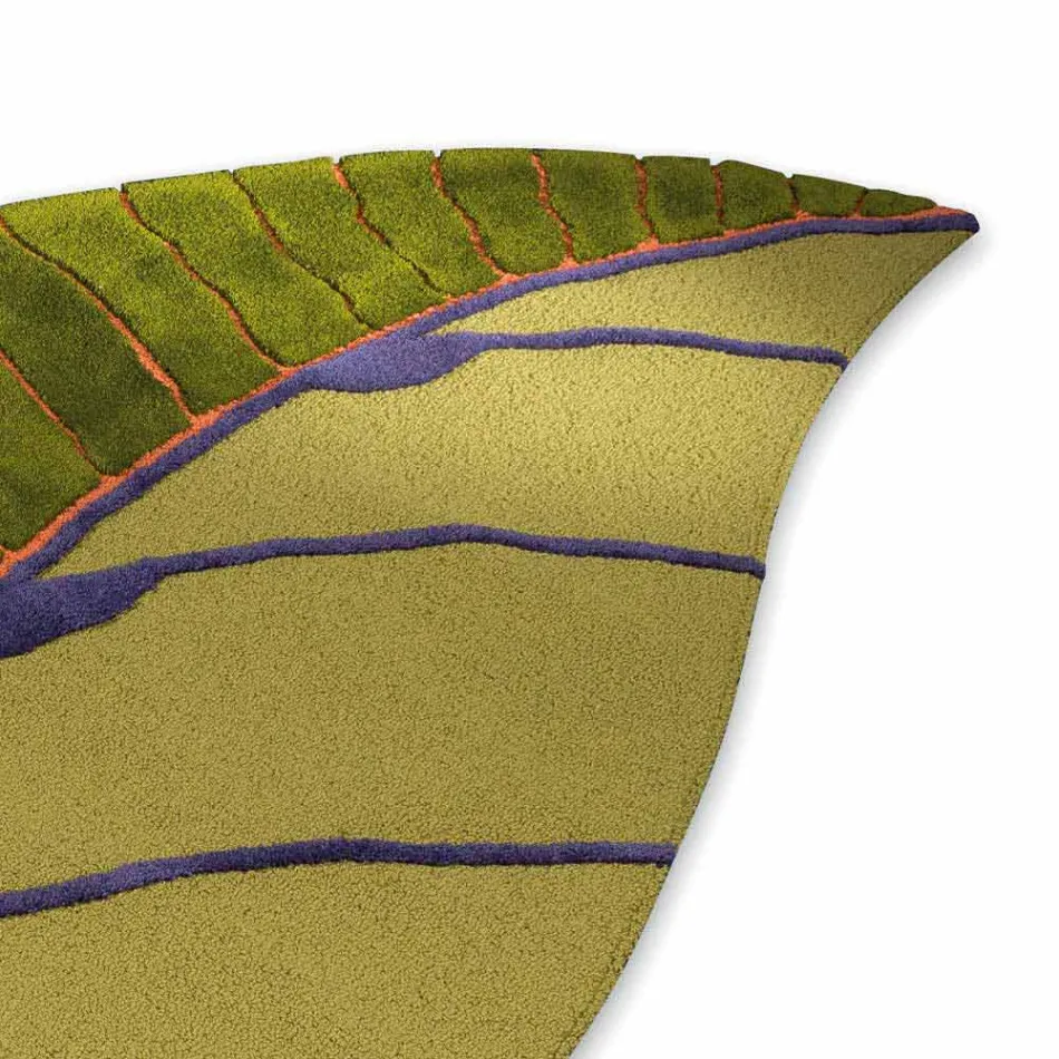 Bladvormig woonkamertapijt van handgetuft wol Made in Italy - Acino Viadurini