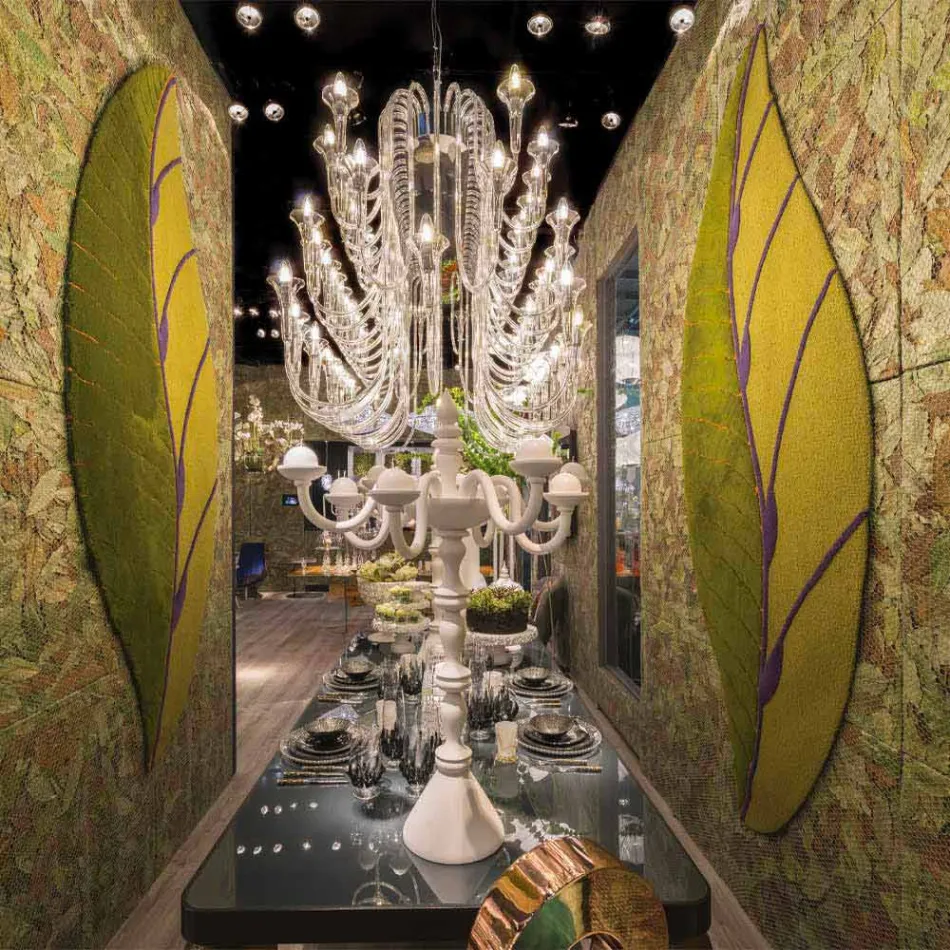 Bladvormig woonkamertapijt van handgetuft wol Made in Italy - Acino Viadurini