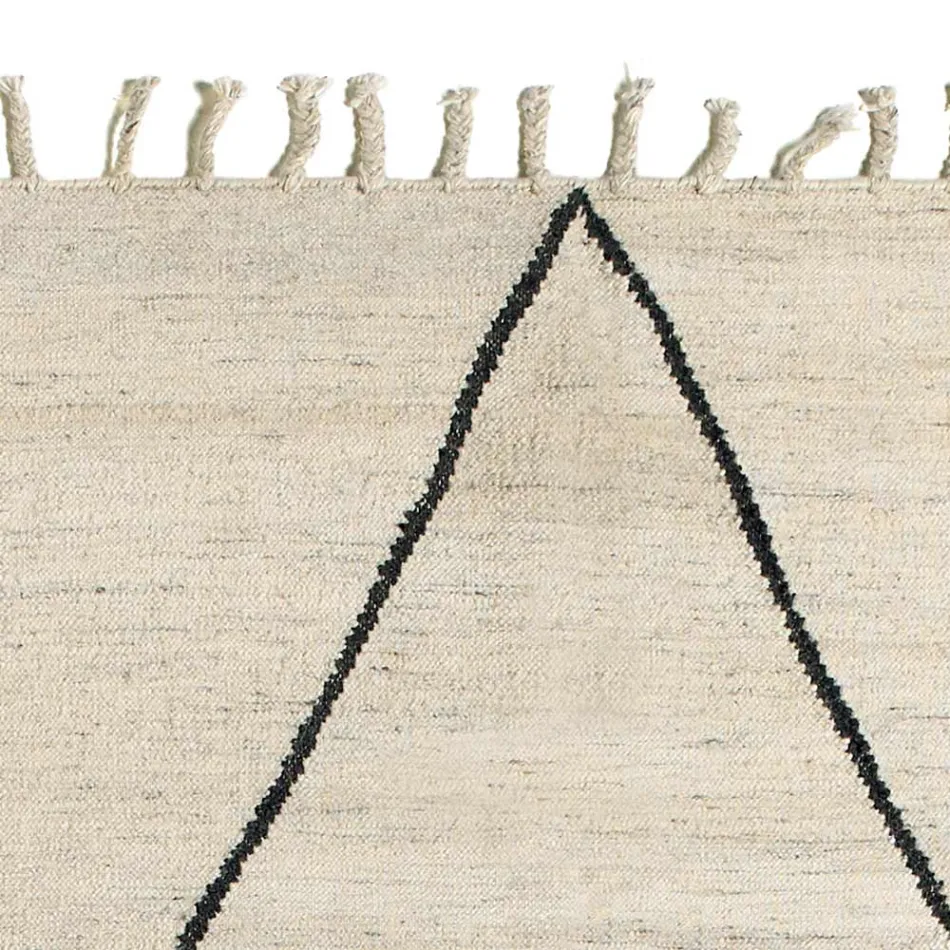 Woonkamertapijt van wol en katoen met modern geometrisch ontwerp - Metria Viadurini