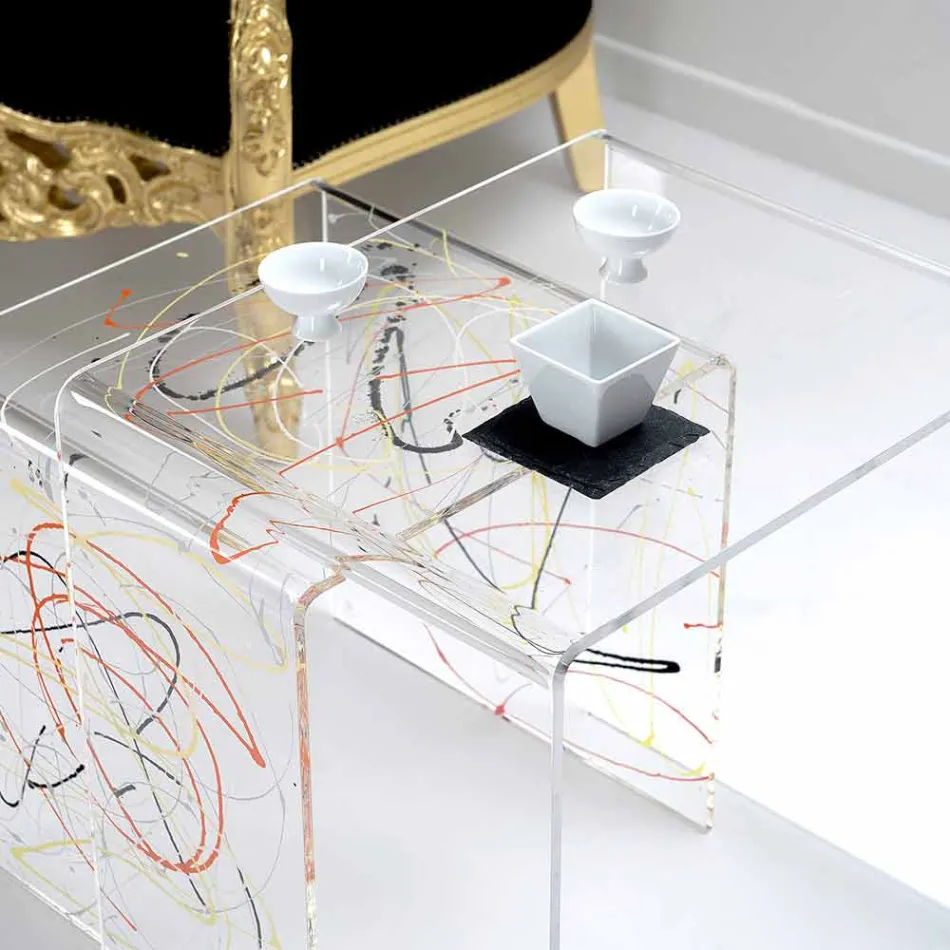 Ontwerptafels in gekleurd plexiglas gemaakt in Italië, Spinoso Viadurini