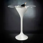 Hoge salontafel in glas en polyethyleen met flessenhouder Made in Italy - Krakow Viadurini