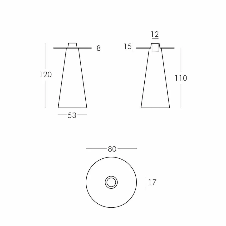 Slide Peak hoge tafel (H120) polyethyleen en glas gemaakt in Italië Viadurini