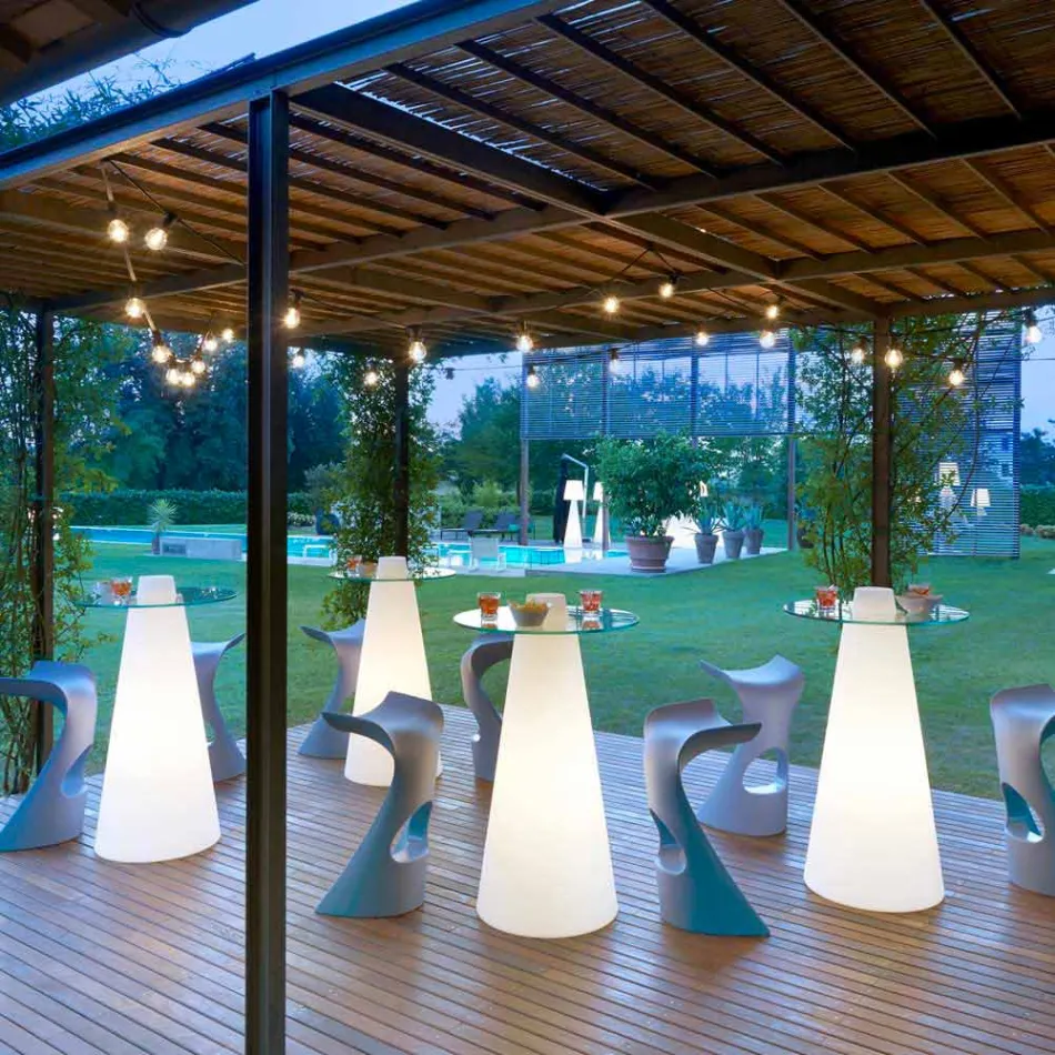 Slide Peak hoge tafel (H120) polyethyleen en glas gemaakt in Italië Viadurini