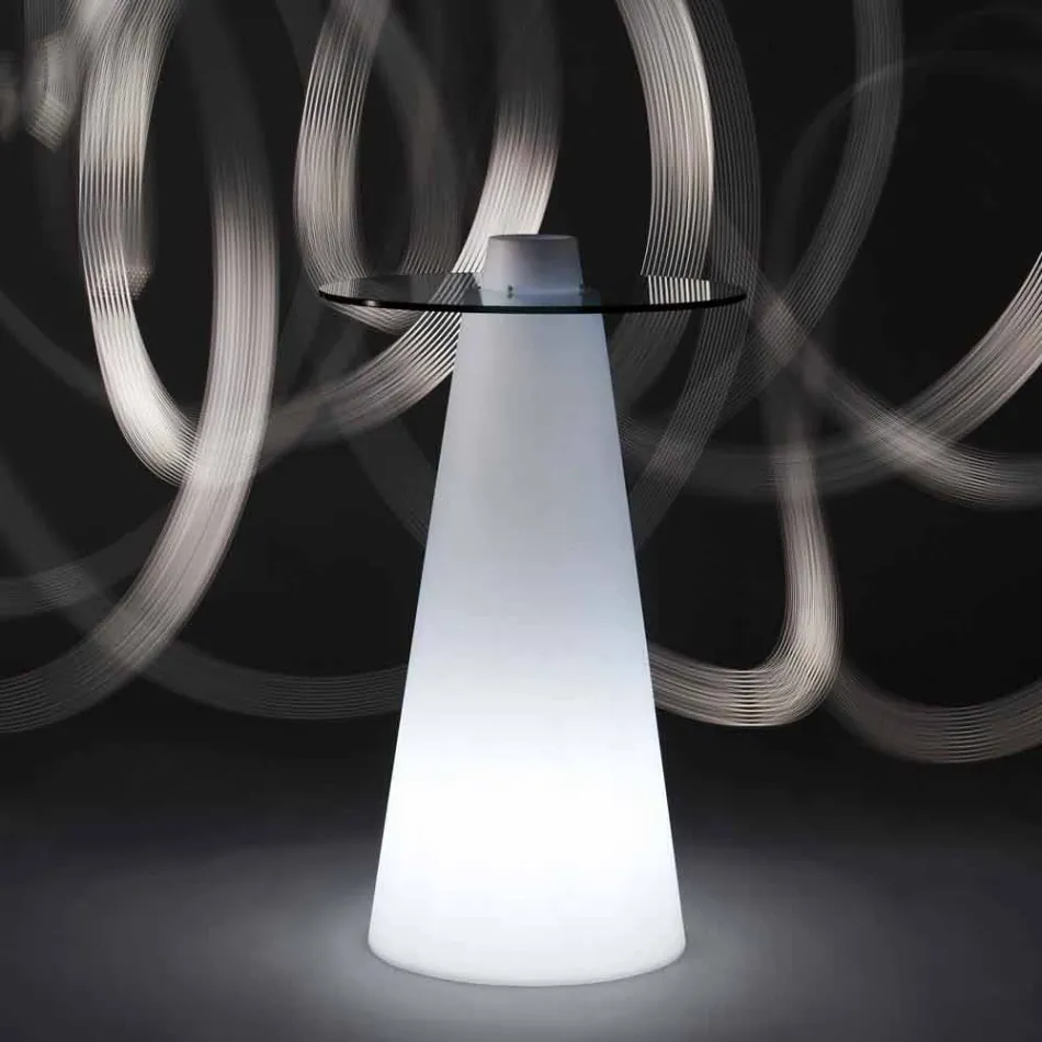 Slide Peak hoge tafel (H120) polyethyleen en glas gemaakt in Italië Viadurini