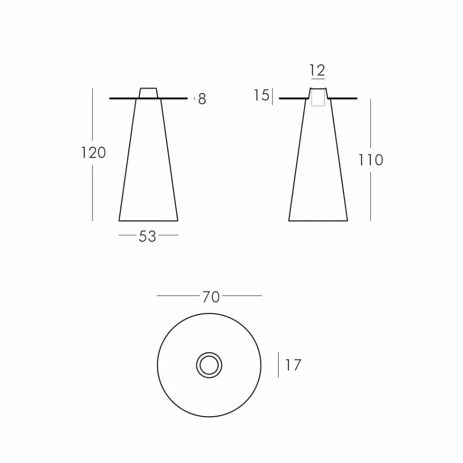 Slide Peak hoge tafel (H120) polyethyleen en glas gemaakt in Italië Viadurini