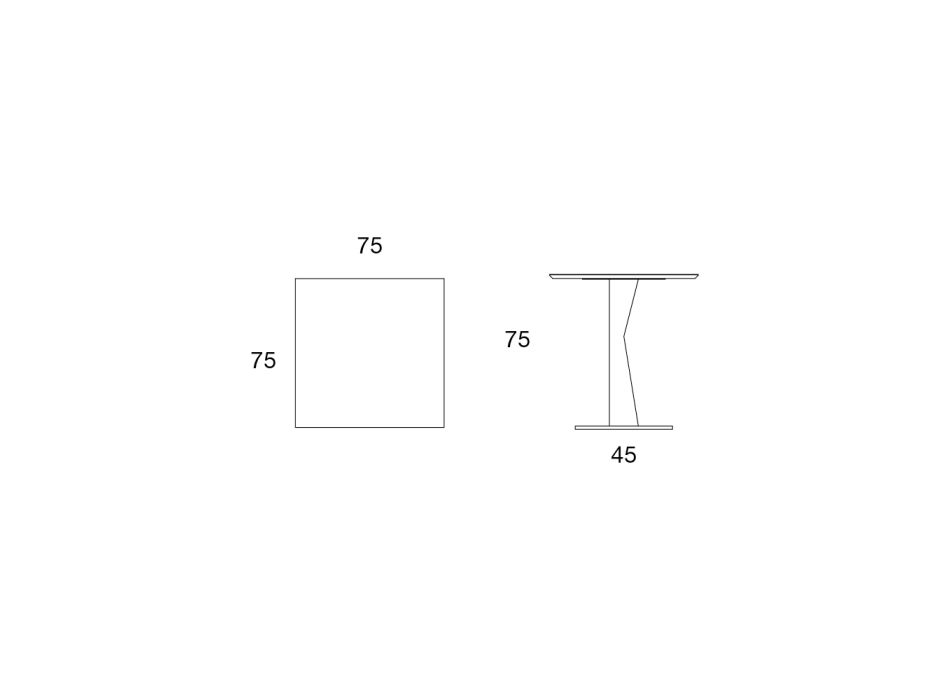 Hoge vierkante salontafel in hellend metaal en mat keramiek blad - Coriko Viadurini
