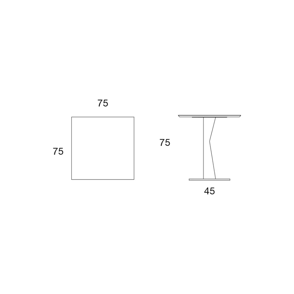 Hoge vierkante salontafel in hellend metaal en mat keramiek blad - Coriko Viadurini