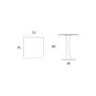 Hoge vierkante salontafel in hellend metaal en mat keramiek blad - Coriko Viadurini